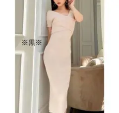 RESEXXY フロントクロスニットワンピース 黒