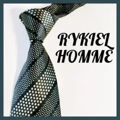 リキエルオム　ソニアリキエル　ネクタイ　ドット　ストライプ　フランス　シルバー