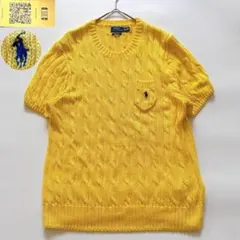 XXL✨️現行QR ポロラルフローレン 半袖ケーブルニット ポニー イエロー