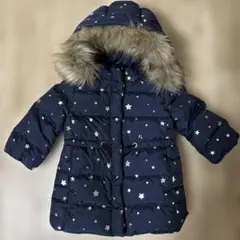 babyGAPネイビー 星柄 中綿コート ファー付き