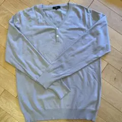 INED ライトグレー　Vネックセーター