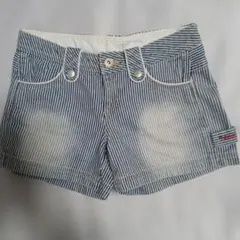 TOMMY GIRL トミーガール ヒッコリー デニムショートパンツ S