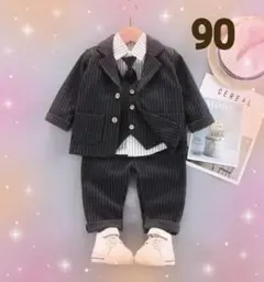 ベビー　スーツ　ストライプ柄 90サイズ　ブラック　入園式　卒園式　男の子