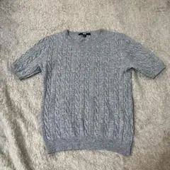 ユニクロ UNIQLO レディース トップス 半袖ニット グレー ケーブル