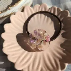 NO.341 レジンヘアゴム　秋桜　丸