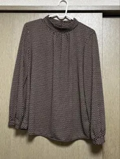 洋服の青山　precious　長袖　ブラウス　9号　通勤　幾何学模様　総柄　OLのサムネイル