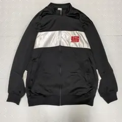 NIKE ジャージ トラックジャケット 刺繍ロゴ ブラック シルバー 切替