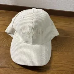 ホワイト コーデュロイ ベースボールキャップ