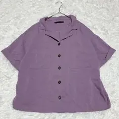 Heather ヘザー◇半袖シャツ 開襟 左右胸ポケット（F）パープル