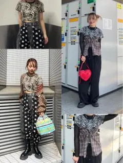 新品タグ付き　Ray BEAMS レオパード柄 クルーネック Tシャツ Y2Kのサムネイル