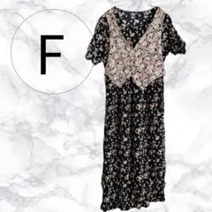 フローラルプリント 半袖ロングワンピース