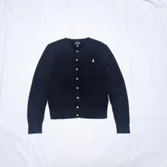 【RALPH LAUREN】ケーブル編みコットンニット・クルーネックカーディガン