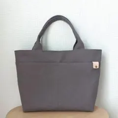ポケットいっぱい帆布トートバッグ　B5サイズ　グレー