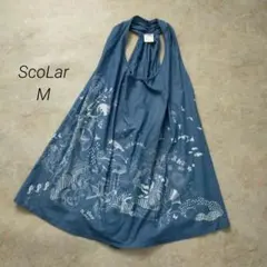 【ScoLar】スカラー 裾プリント キャミ チュニック ワンピース M デニムのサムネイル