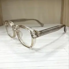 ウェリントン型メガネ クリアレンズ グレイフレーム ゴールド ヴィンテージ