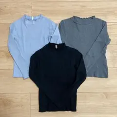 ユニクロ　GU リブフリルハイネックTシャツ120cm