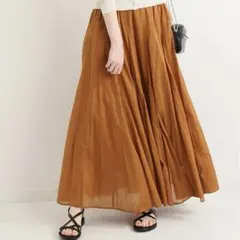 新品タグ付き イエナ IENA コットンボイルギャザーパネルスカート キャメル