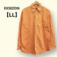 EXSEZON エクセゾン 長袖シャツ 総柄 オレンジ LL 綿100%
