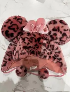 レア物！ディズニーファンキャップ ミニーちゃんヒョウ柄 ピンク&レッグウォーマー
