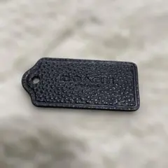COACH ブラックレザー タグ　キーホルダー　チャーム