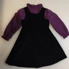 リボン付きベルベットワンピース　発表会