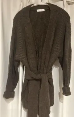 リブ編みダークブラウンカーディガン