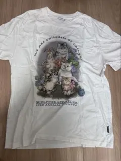 SCULPTOR 半袖Tシャツ 猫プリント ホワイト Mのサムネイル