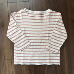 SHIPS 長袖カットソー 100cm 白/ピンクストライプ