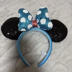 ミニー耳カチューシャ 青と黒のドット