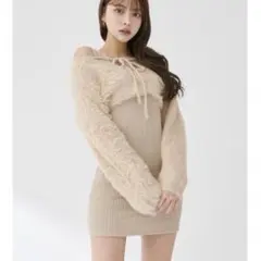 ダーリッチ【新品】ケーブルニットソーセットミニワンピース