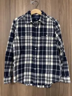 RALPH LAUREN ラルフローレン★紺白 ネルシャツ 7 130cm