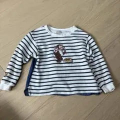 ストライプ柄長袖カットソー　おさるのジョージ