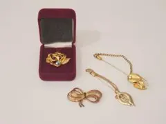 ゴールドブローチ4点セット