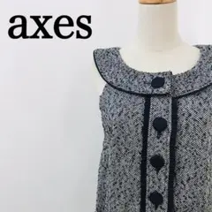 アクシーズ　白黒　ノースリーブ　ウール混　ベルト付き　厚手　ワンピース　Y2K