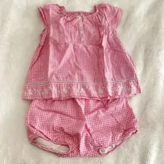 ラルフローレン　ギンガムチェック　刺繍　セットアップ　24M 90 ピンクのサムネイル