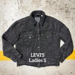 美品 レディースS LEVI'S ブラックデニム ボアジャケット USA古着