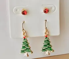 クリスマス ピアス セットツリー 赤 ピアス