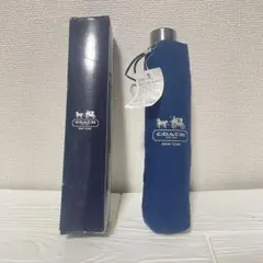 【未使用品】COACH 折りたたみ傘 ネイビー ケース付き