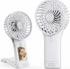 ハンディファン 携帯扇風機108Gの超軽量設計・静音・風量4段階・ミニミラー付き