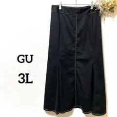 GU ステッチマーメイドロングスカート XXLサイズ ブラック スリット入り