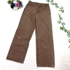 DAZY SHEIN コーヒーブラウン ワイドデニムパンツ ストレート L 사이즈