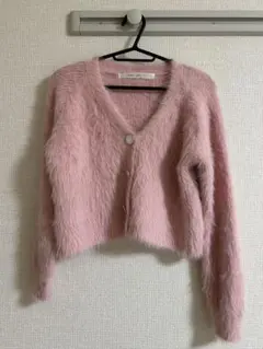 ピンク ファー風 カーディガン 長袖