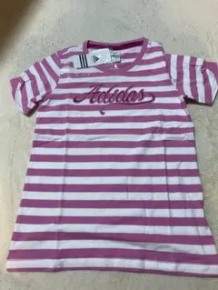 Adidas ピンクストライプ Tシャツ