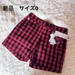 【新品タグ付】パーリーゲイツ赤黒チェック柄 ショートパンツ サイズ0
