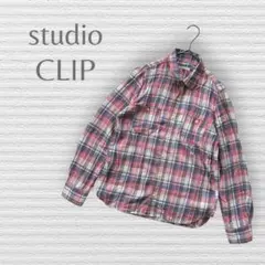 【スタディオクリップ】チェック柄シャツ　長袖　羽織り　M