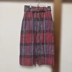 【DANAPARIS】ダナパリ　ロング丈タイトスカートチェック柄 ベルト付き Sのサムネイル