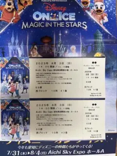 ディズニーオンアイス　愛知公演　ペアチケット
