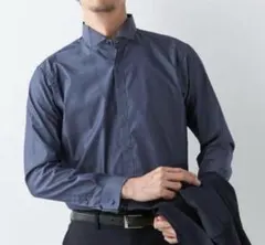 ORIHICA ウィングカラーシャツ　デニム風　Mサイズ　結婚式のサムネイル