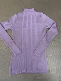 レディース トップス ハイネックセーター 長袖 服 紫 パープル