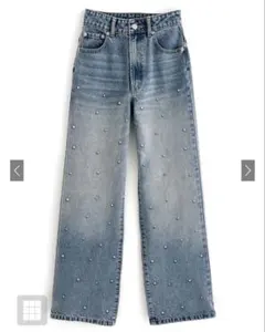 GRL グレイル ビジューストレートデニムパンツ XS [cu466]